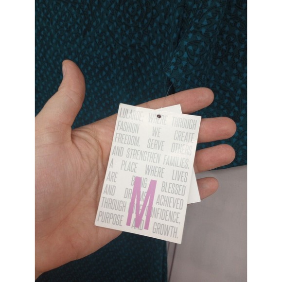 NWT LuLaRoe Dress SZ M Sheath Stretch Julia Style Turquoise 3/4 Sleeves Knee Len - Picture 4 of 16